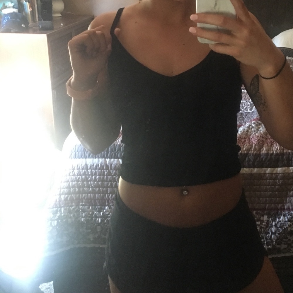 Black Velvet Crop Top